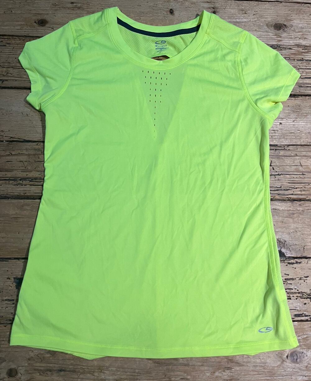 Champion Duo Dry Womens Size S Neon Yellow Activewear Shortsleeve Shirt NWOT